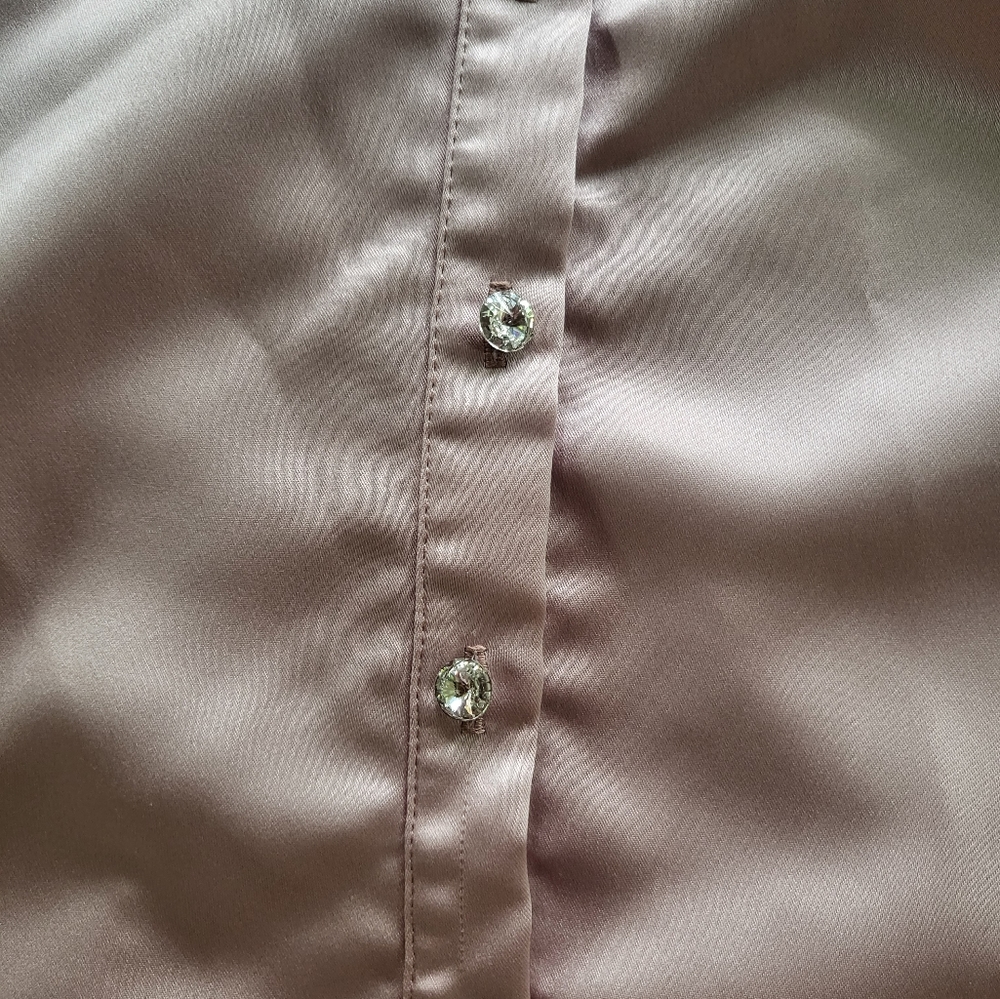 JS Collections Pink Rhinestone Button Long Button Down Size 16 - Picture 3 of 5